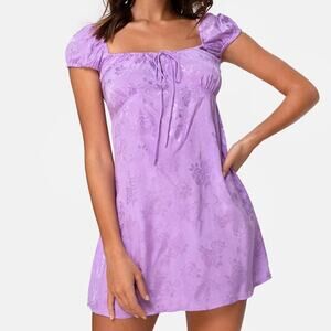 Motel Rocks Gaval Mini Babydoll Dress Satin Rose Lilac Dress lavender medium nwt